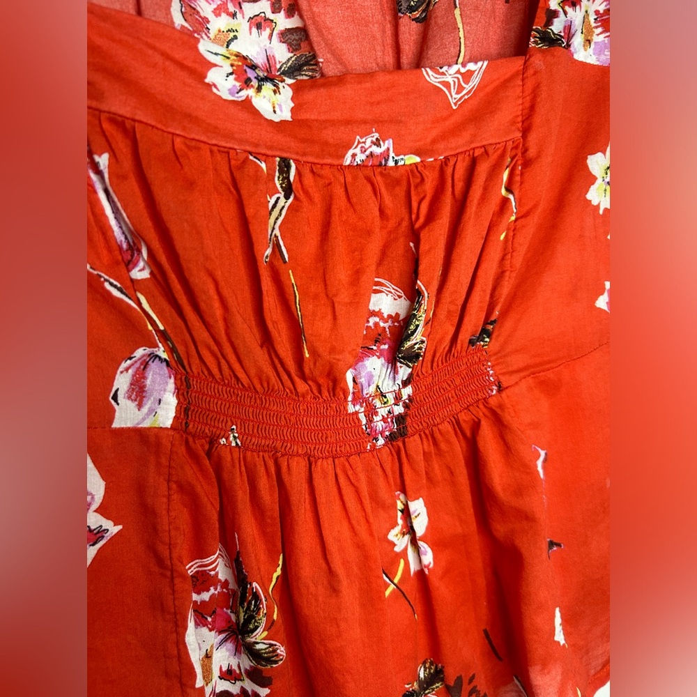 Free People Cherish the Light Red Floral Top Size XS - Picture 6 of 9